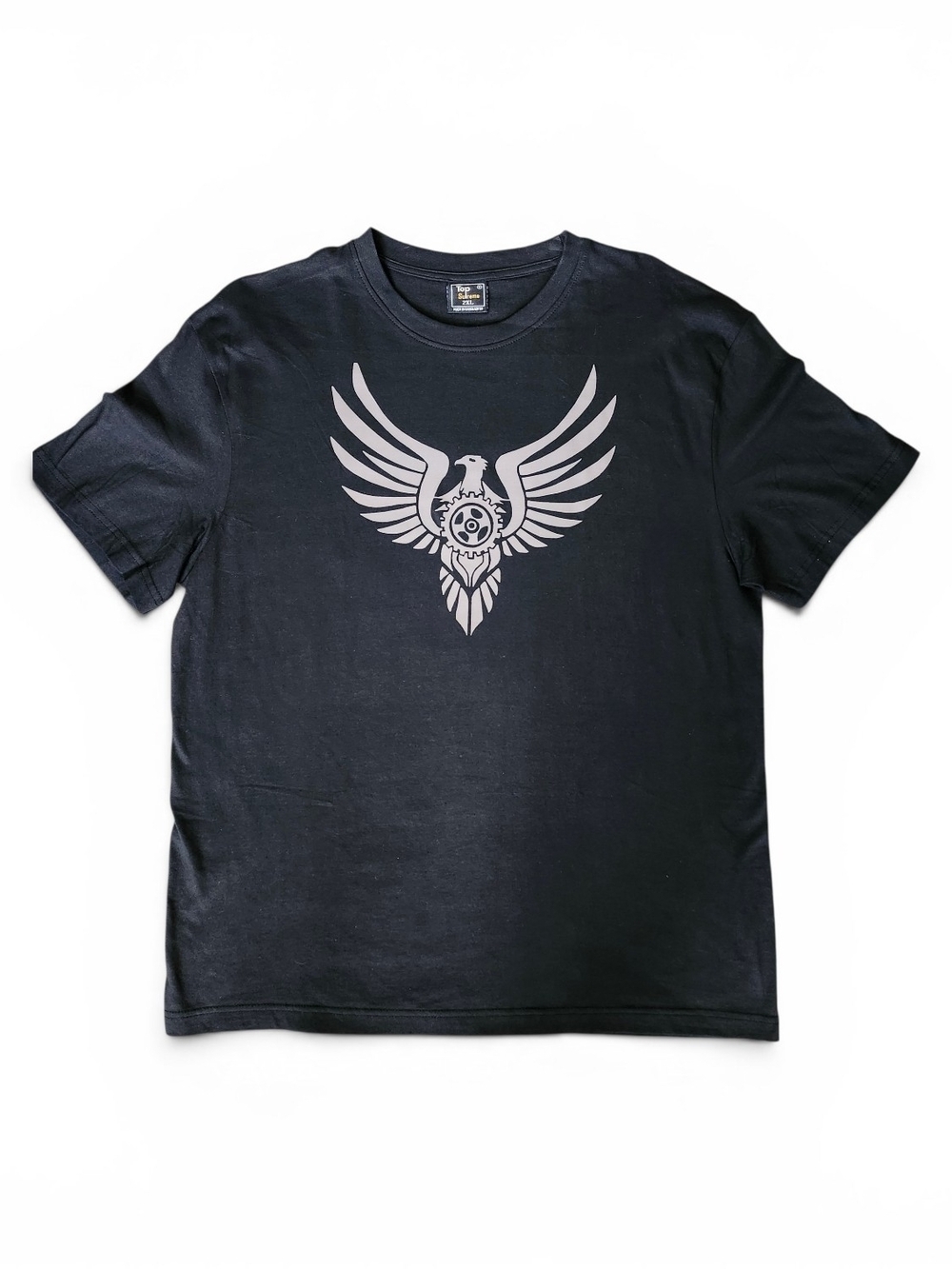 Supreme Black Tee with Gray Eagle Emblem